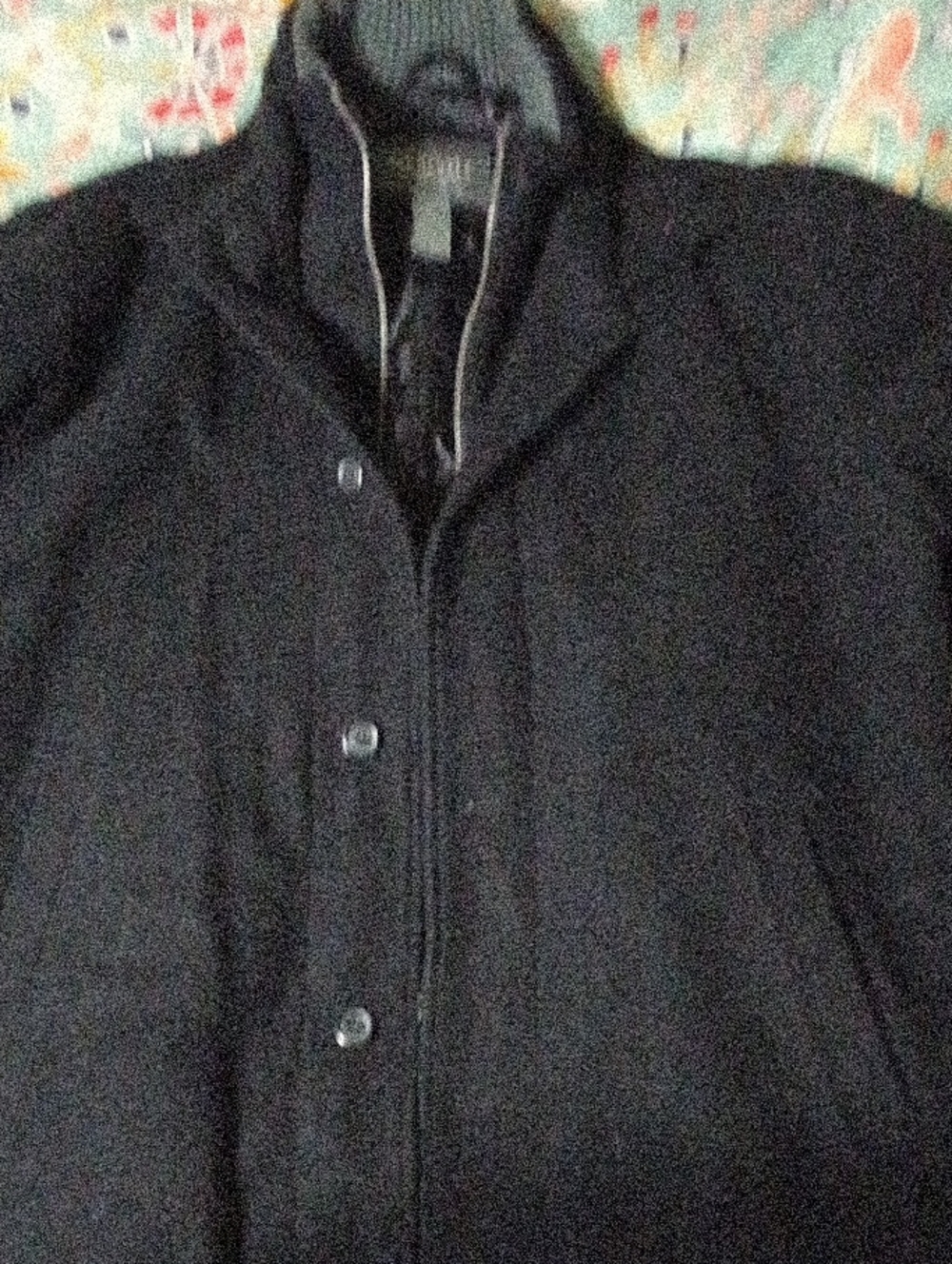 Van Heusen Black Pea Coat with Button Front